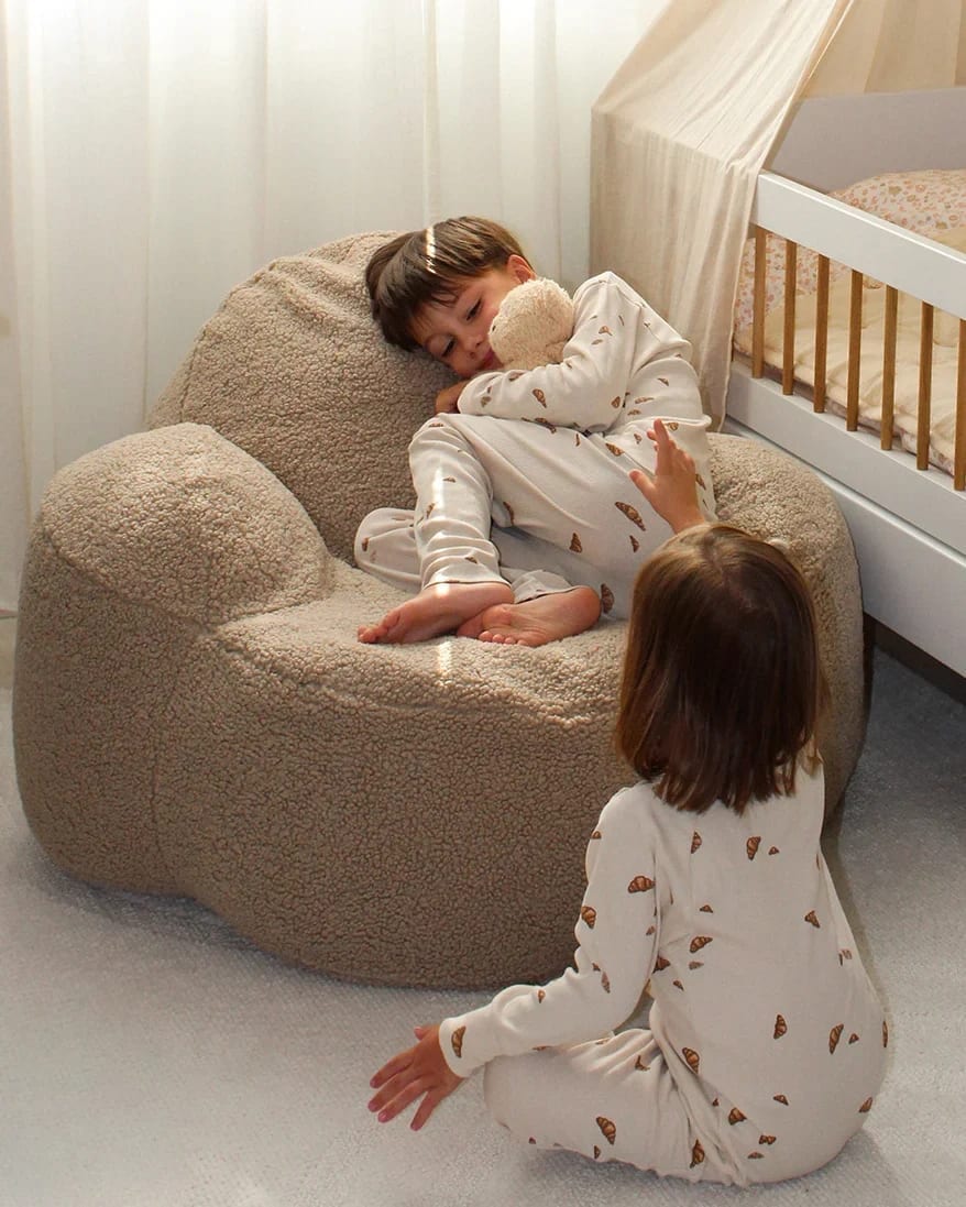 Fauteuil en teddy beige 90x100x60cm Momo - Wigiwama — vue 2