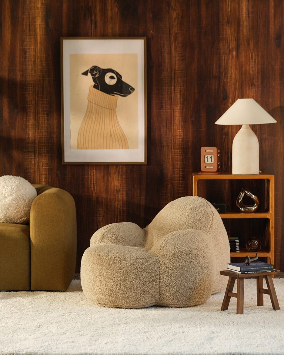 Fauteuil en teddy beige 90x100x60cm Momo - Wigiwama — vue 3
