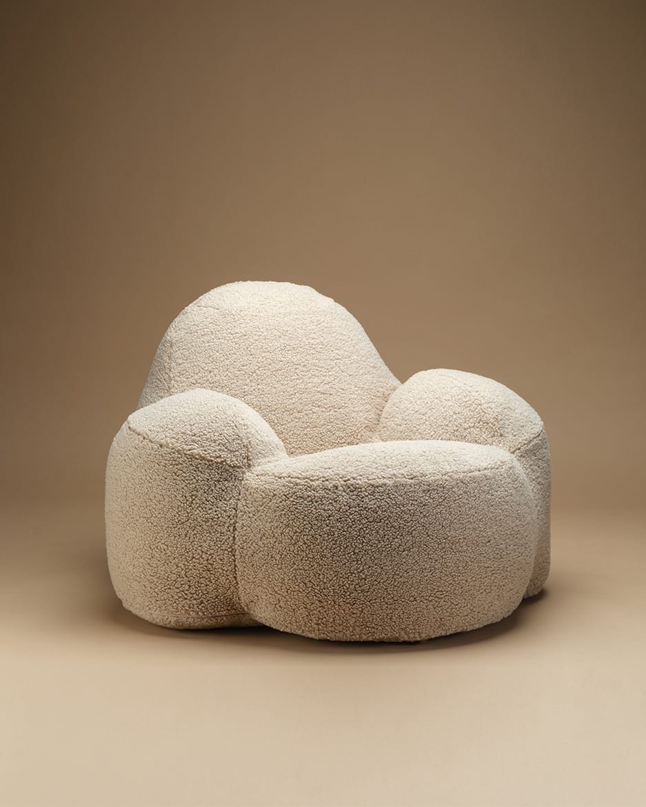 Fauteuil en teddy beige 90x100x60cm Momo - Wigiwama — vue 5