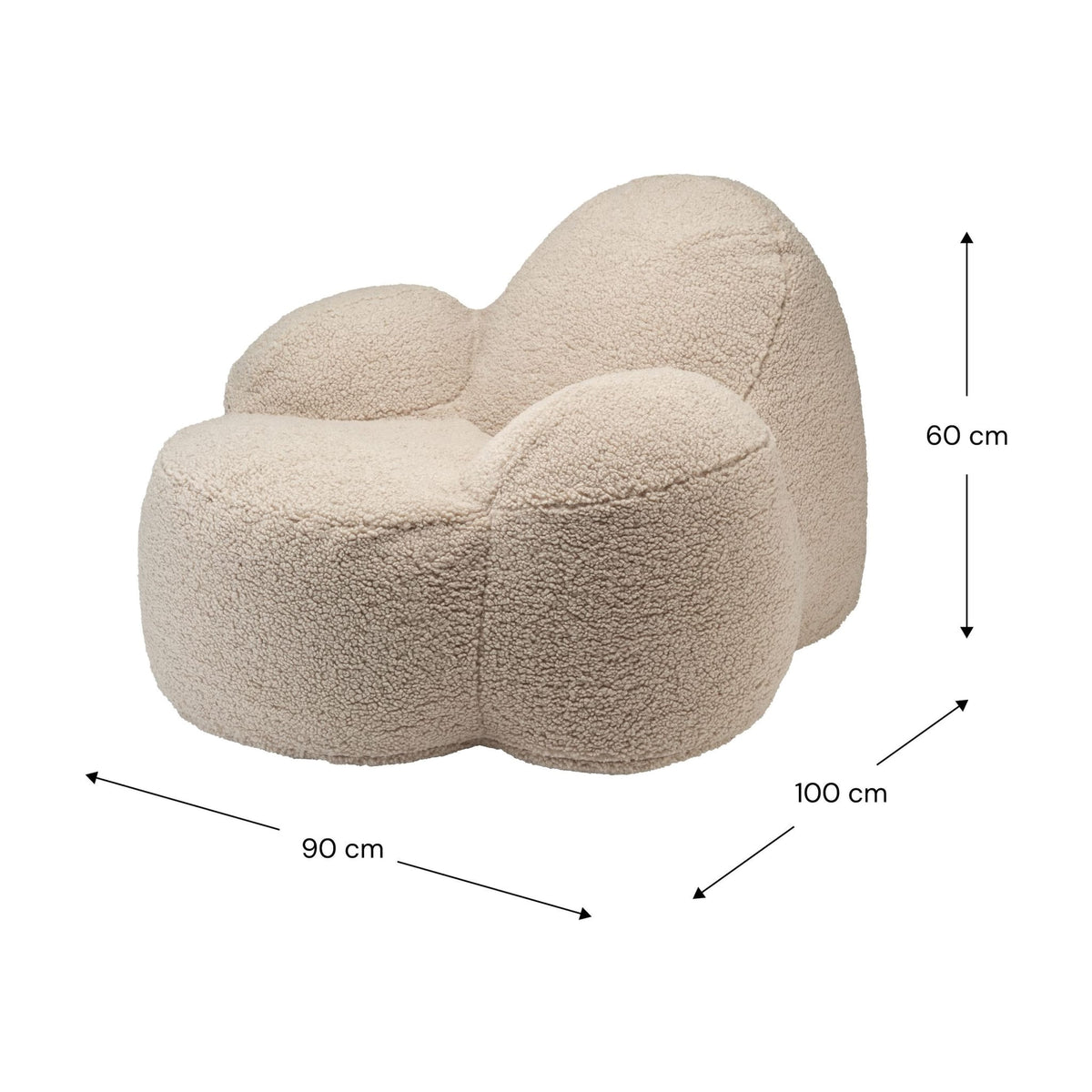 Fauteuil en teddy beige 90x100x60cm Momo - Wigiwama — vue 8