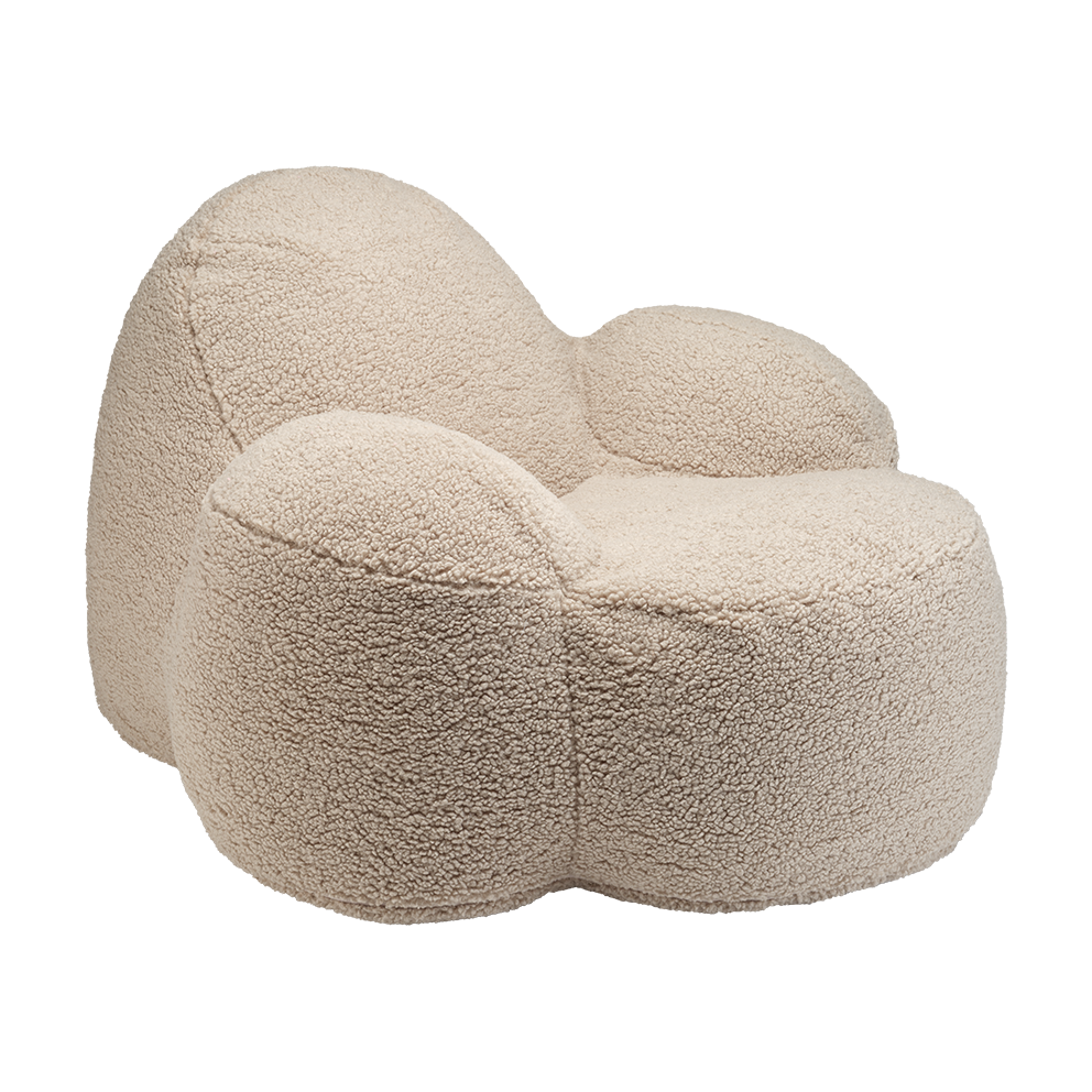 Fauteuil en teddy beige 90x100x60cm Momo - Wigiwama
