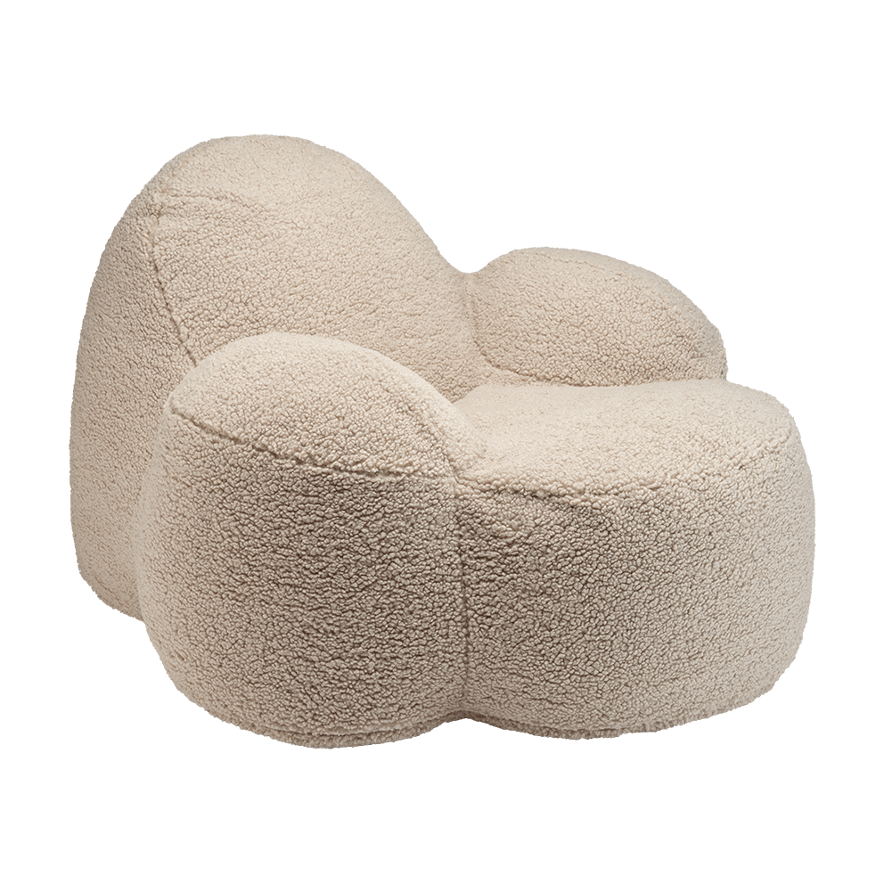 Fauteuil en teddy bouclé beige 90x100x60cm Momo - Wigiwama - The Cool Republic