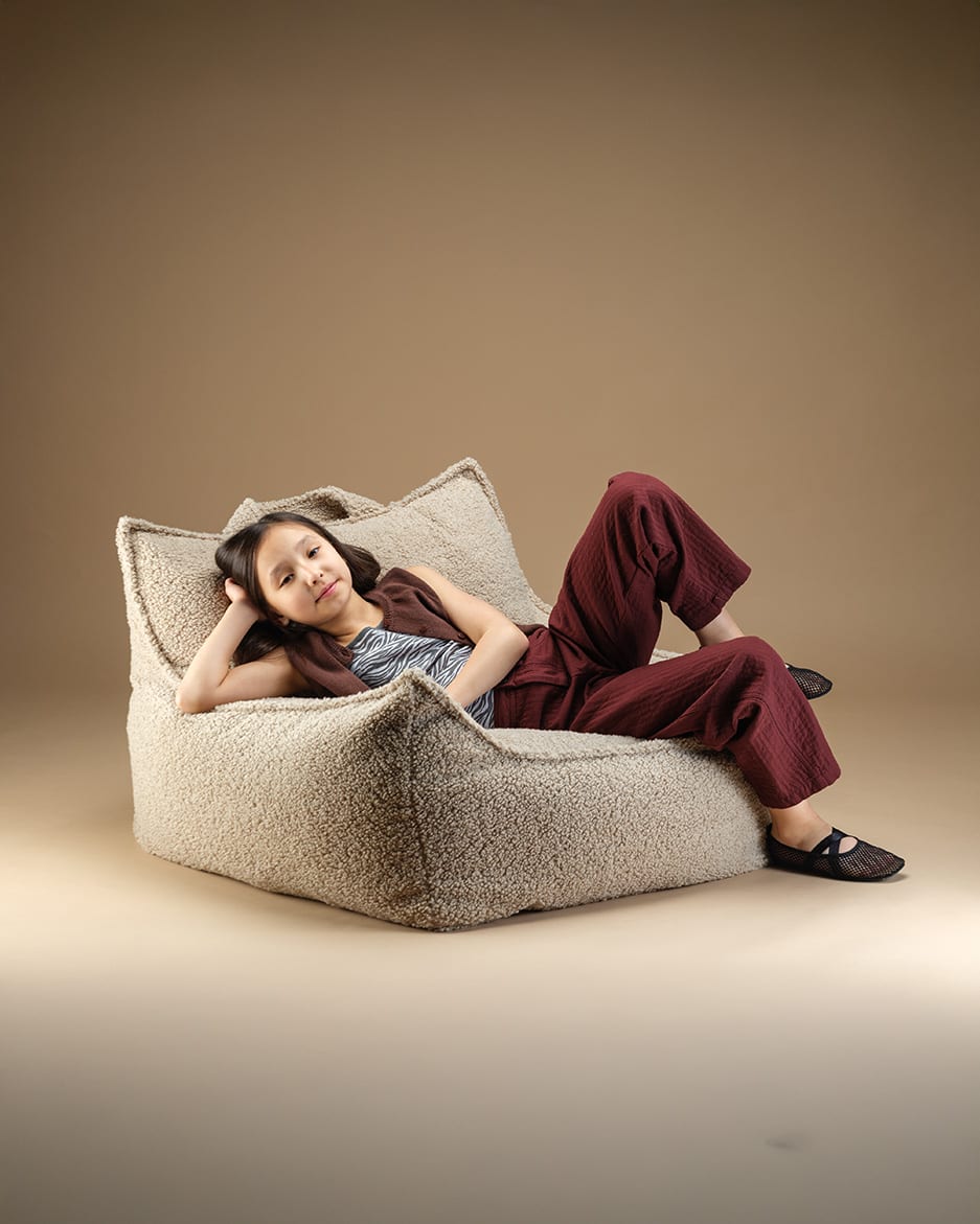 Fauteuil en teddy bouclé beige 90x82x56cm Biscuit - Wigiwama — vue 4