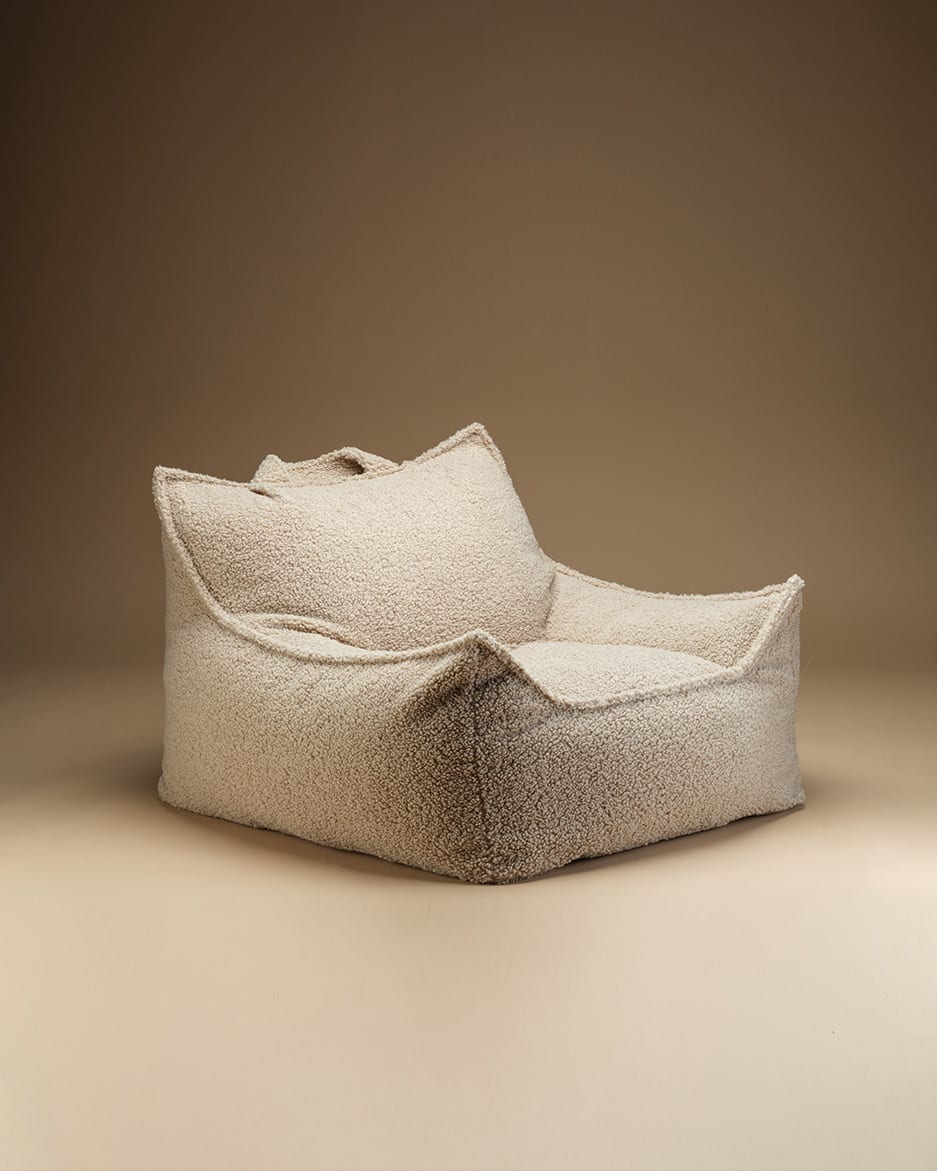 Fauteuil en teddy bouclé beige 90x82x56cm Biscuit - Wigiwama — vue 5