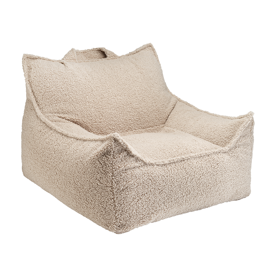 Fauteuil en teddy bouclé beige 90x82x56cm Biscuit - Wigiwama