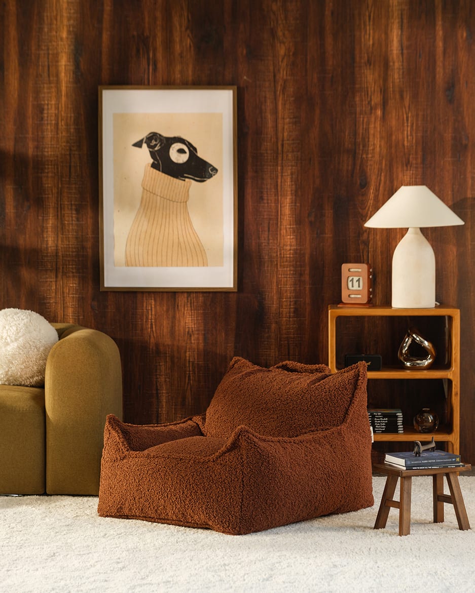 Fauteuil en teddy bouclé marron 90x82x56cm Warm Hazel - Wigiwama — vue 2