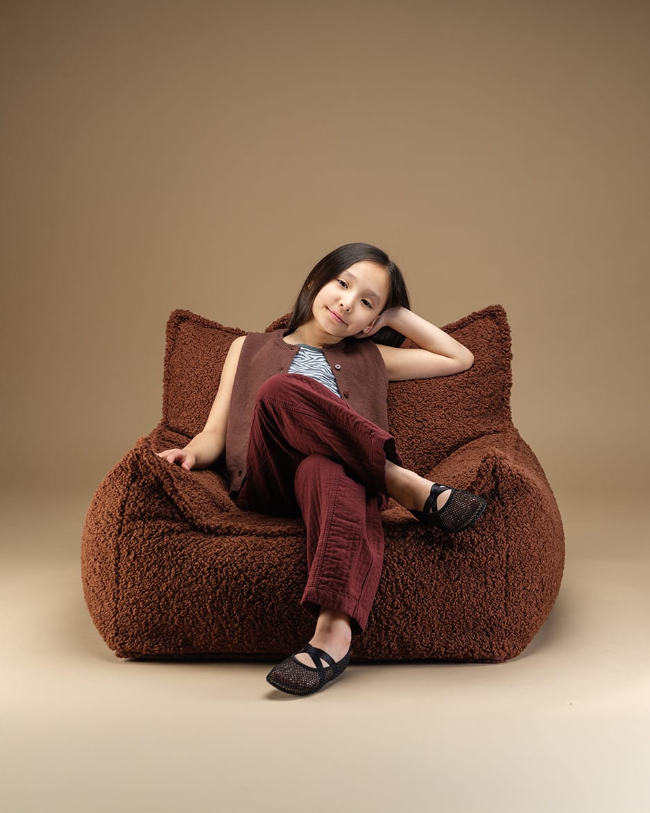 Fauteuil en teddy bouclé marron 90x82x56cm Warm Hazel - Wigiwama — vue 3