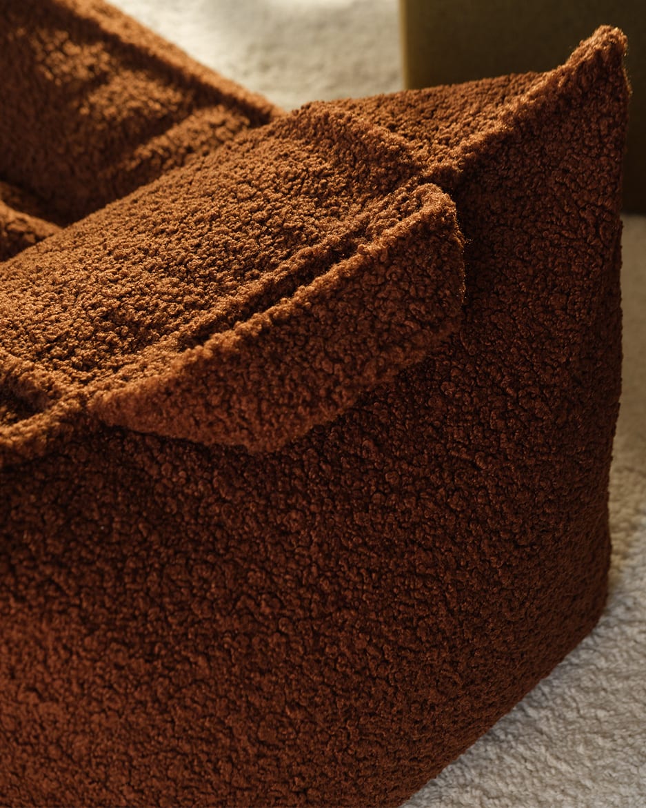 Fauteuil en teddy bouclé marron 90x82x56cm Warm Hazel - Wigiwama — vue 4