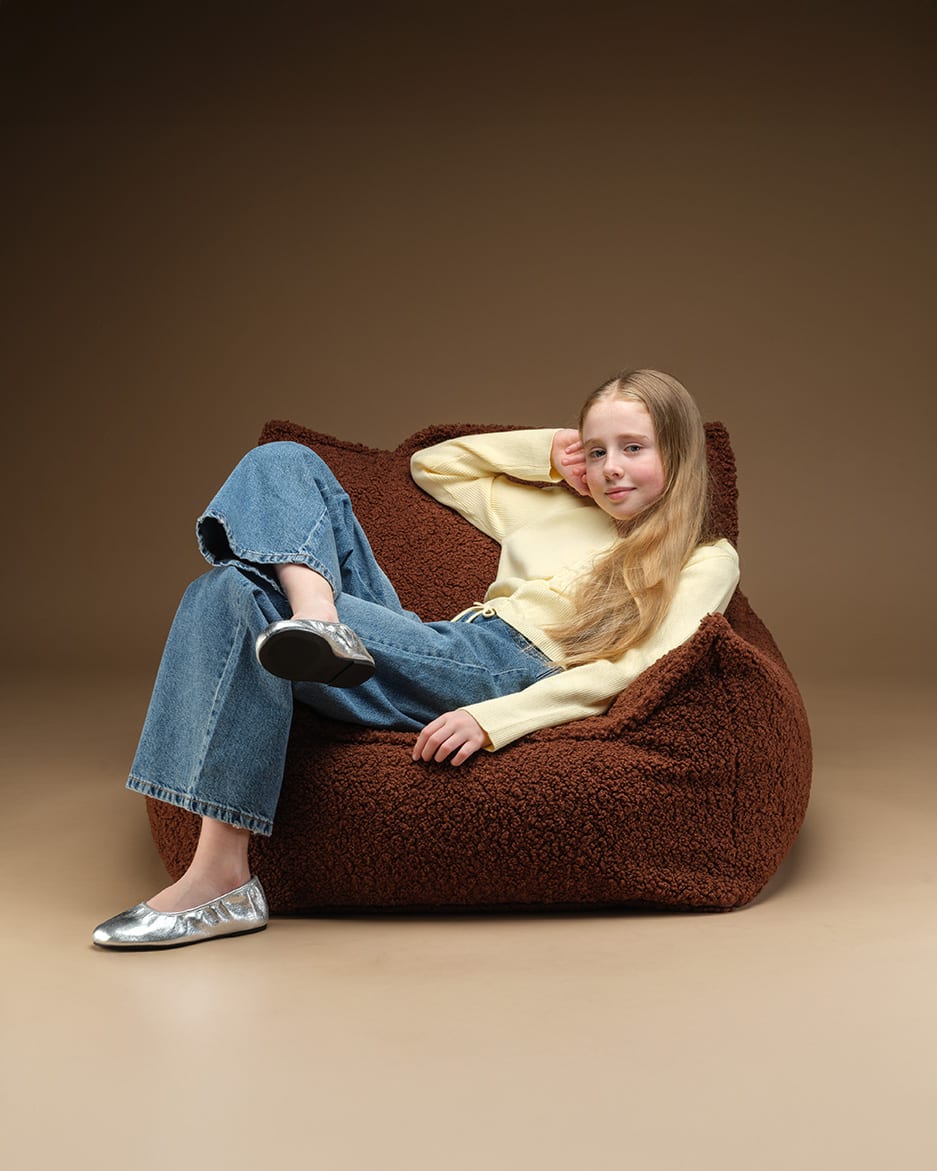 Fauteuil en teddy bouclé marron 90x82x56cm Warm Hazel - Wigiwama — vue 5