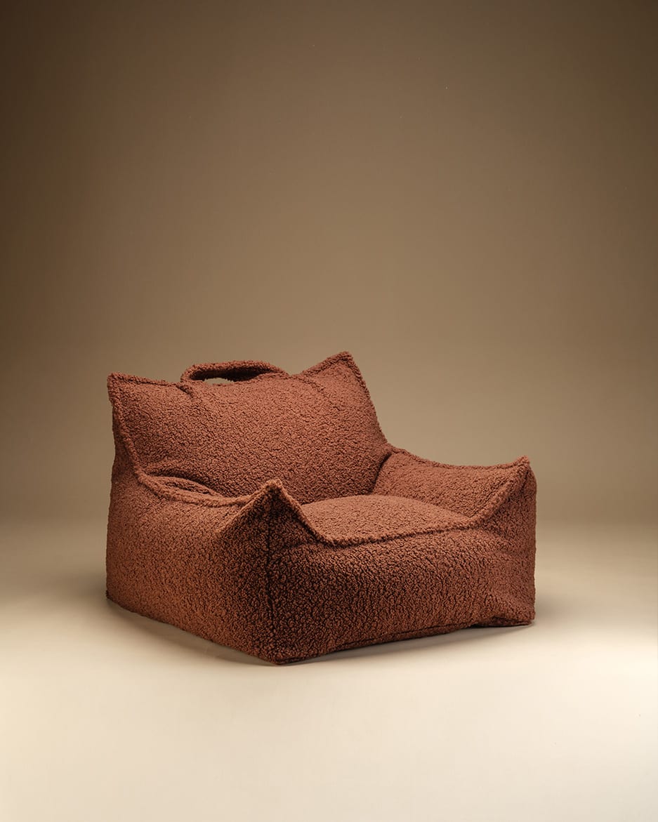 Fauteuil en teddy bouclé marron 90x82x56cm Warm Hazel - Wigiwama — vue 6