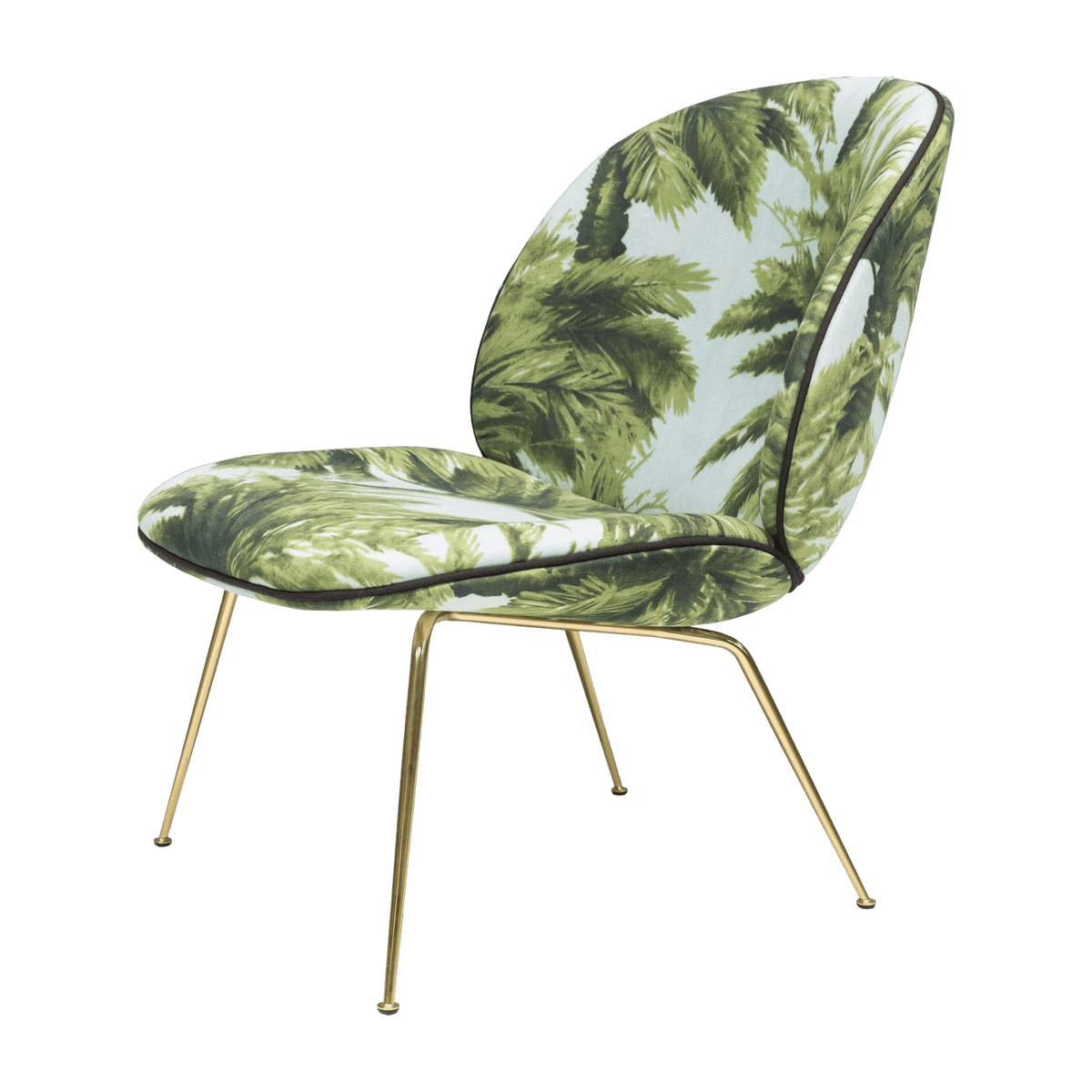 Fauteuil en tissu à motifs et piétement laiton Beetle - Gubi - The Cool Republic