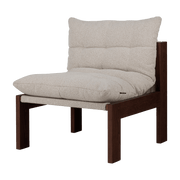 Fauteuil en tissu bouclé beige et bois de hêtre marron cacao Huno - noo.ma - The Cool Republic