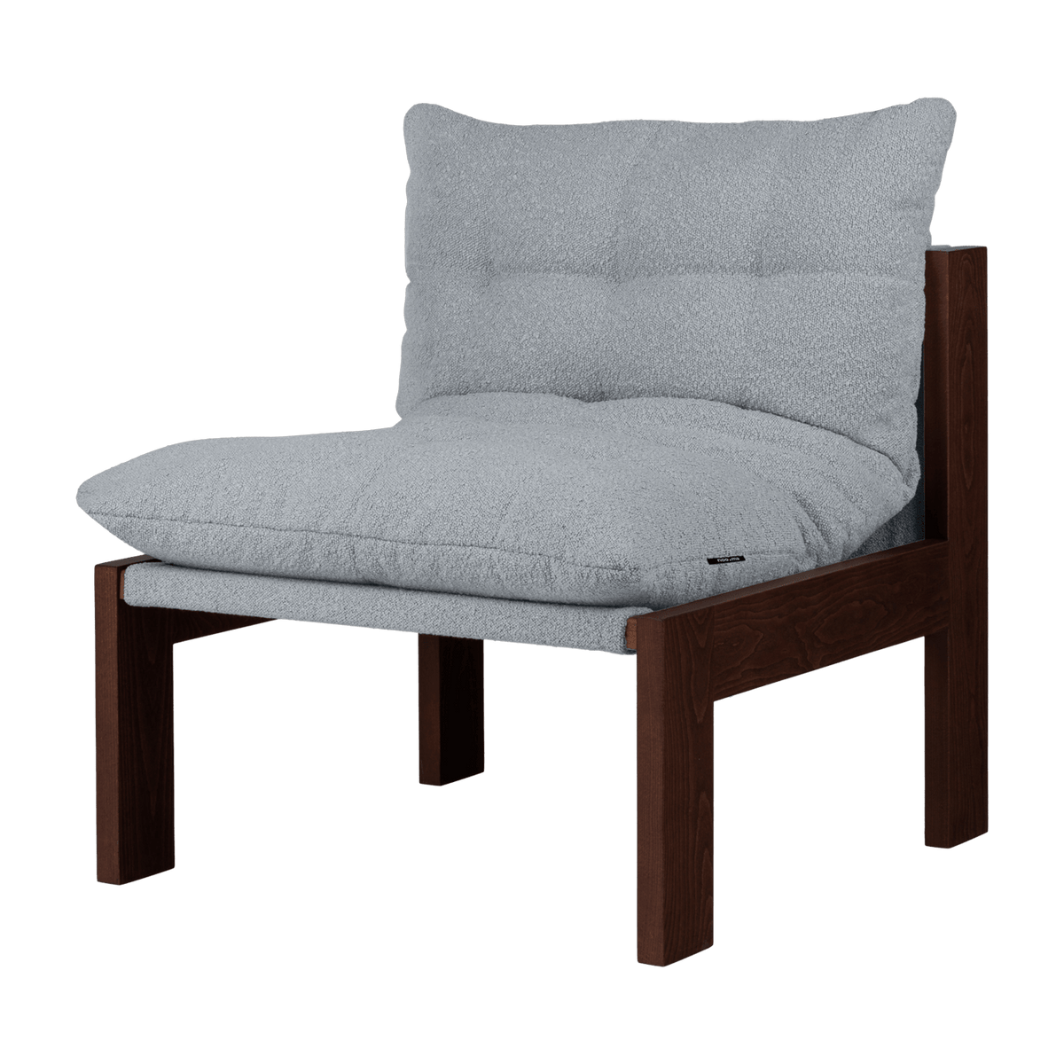 Fauteuil en tissu bouclé bleu ciel et bois de hêtre marron cacao Huno - noo.ma - The Cool Republic