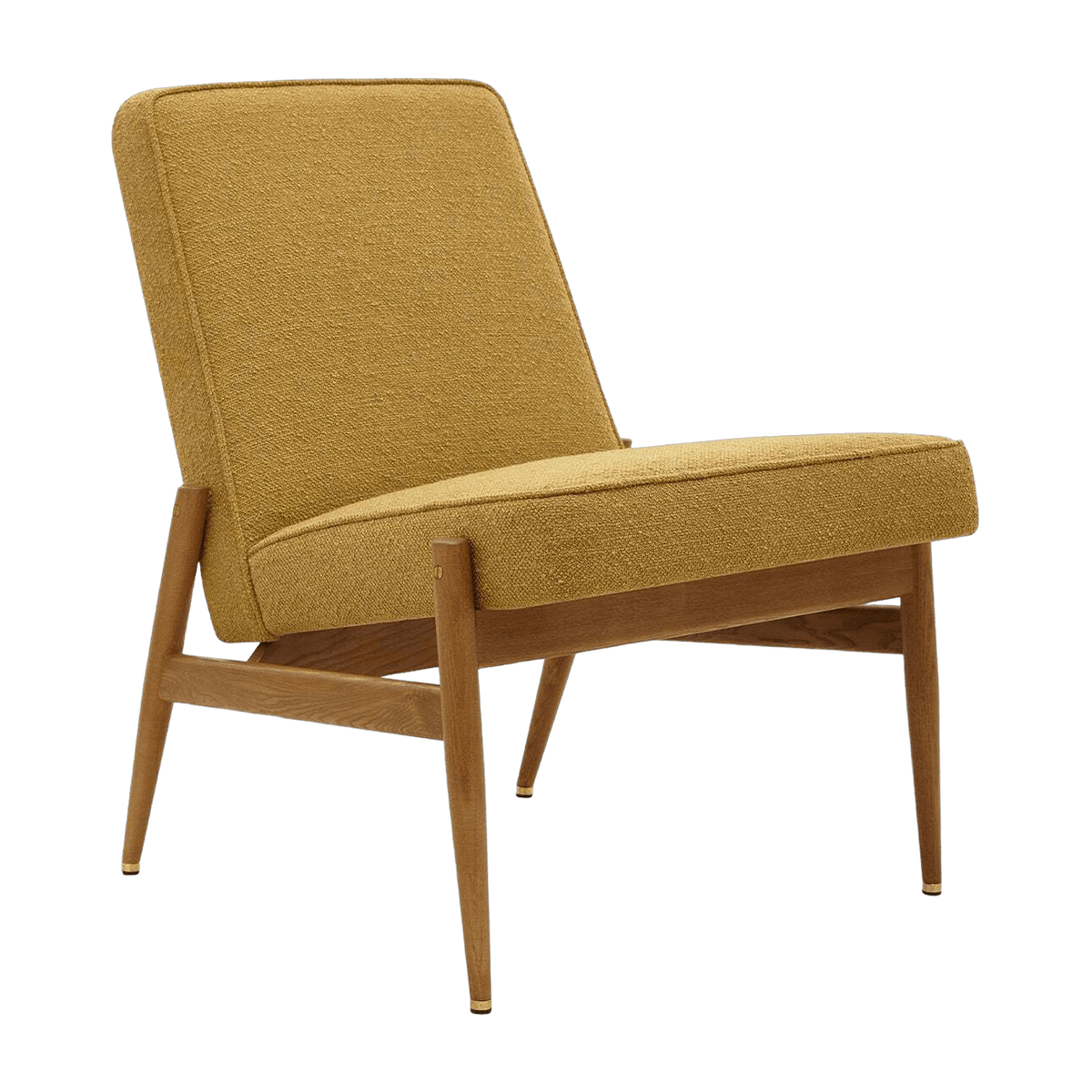 Fauteuil en tissu bouclé moutarde et frêne foncé 70 x 60 cm Fox - 366 Concept - The Cool Republic