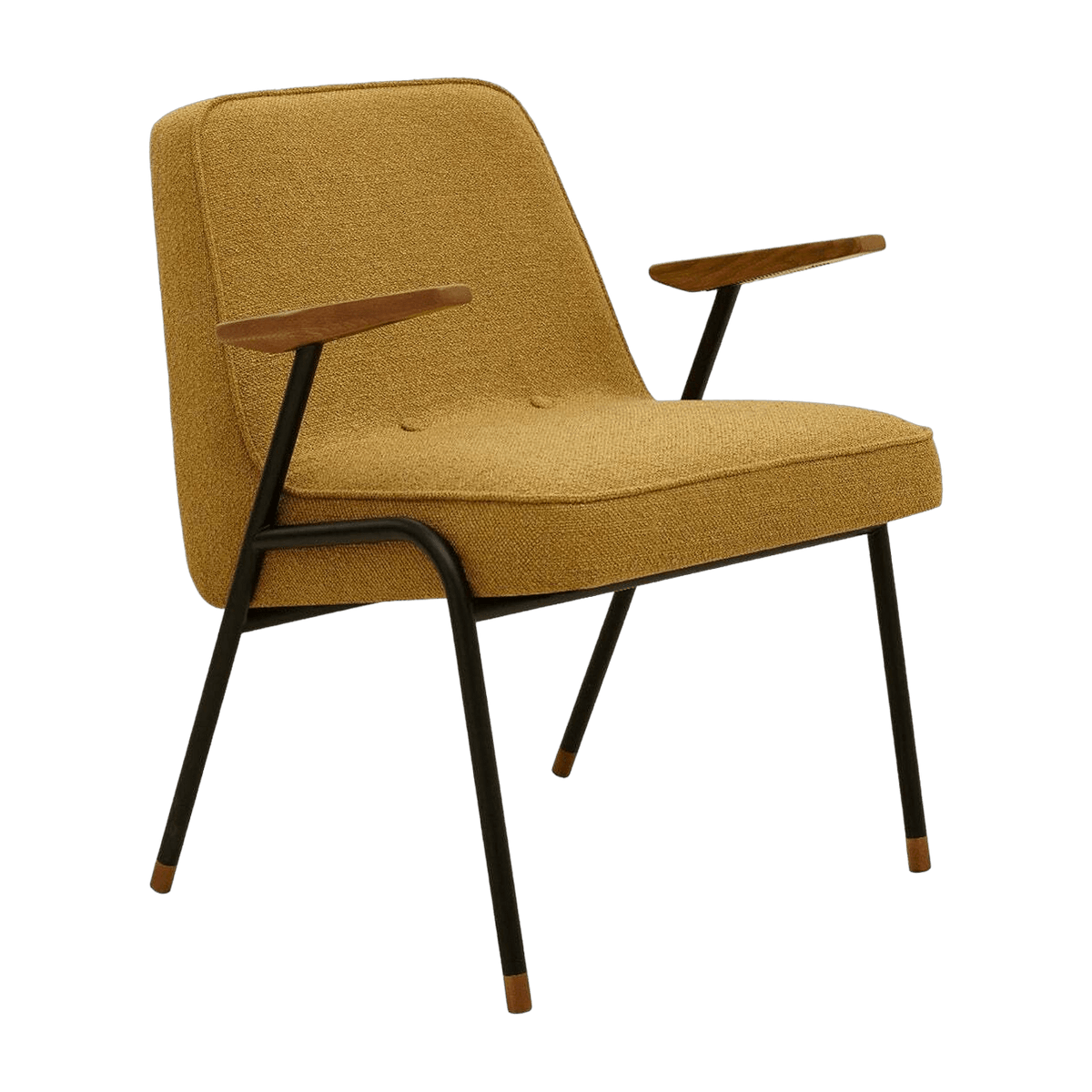 Fauteuil en tissu bouclé moutarde et métal 66 x 64 cm Fotel - 366 Concept - The Cool Republic