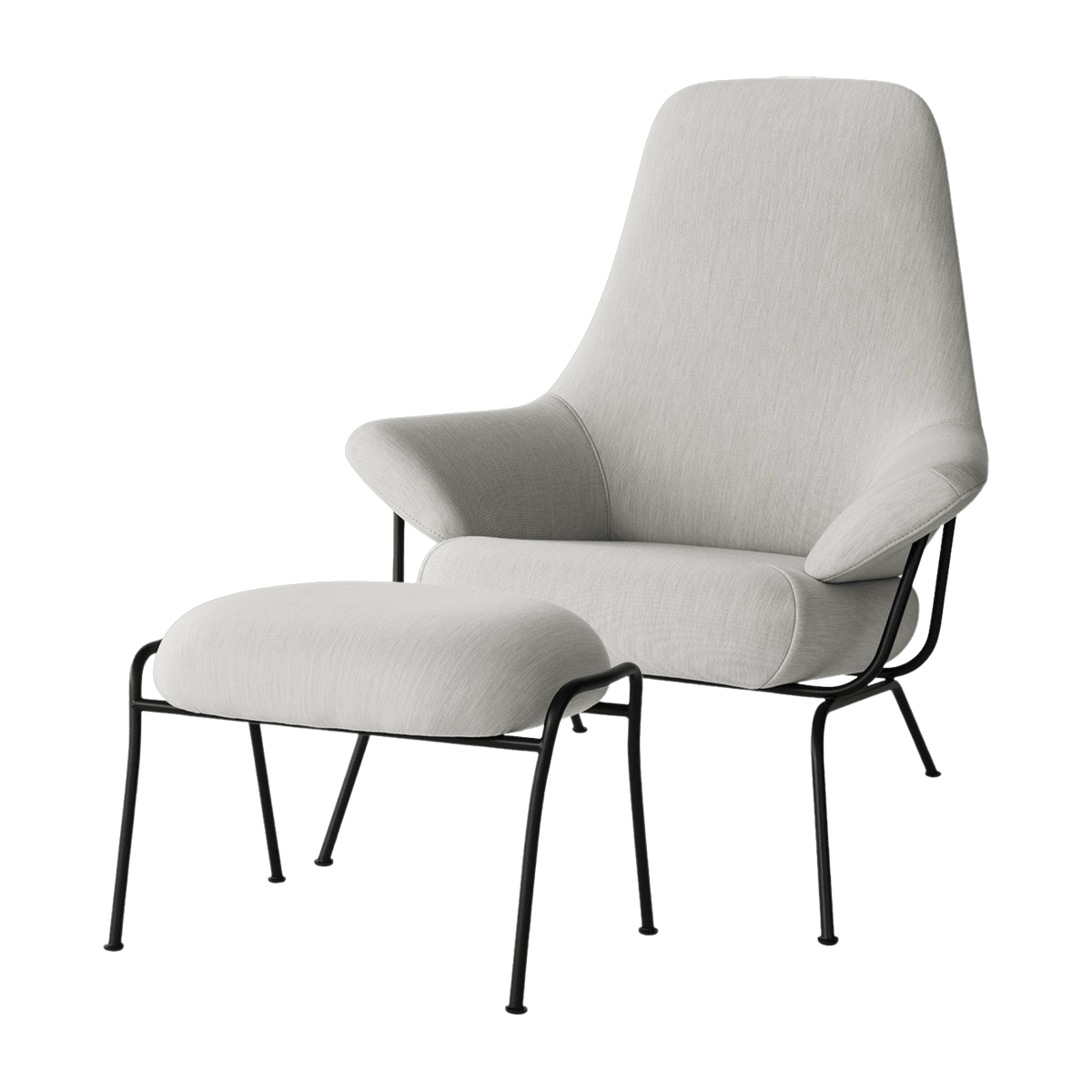 Fauteuil en tissu et repose-pieds Shell Hai - Hem - The Cool Republic