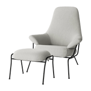 Fauteuil en tissu et repose-pieds Shell Hai - Hem - The Cool Republic
