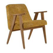 Fauteuil en tissu marbre moutarde et chêne foncé 66 x 64 cm Série 366 - 366 Concept - The Cool Republic