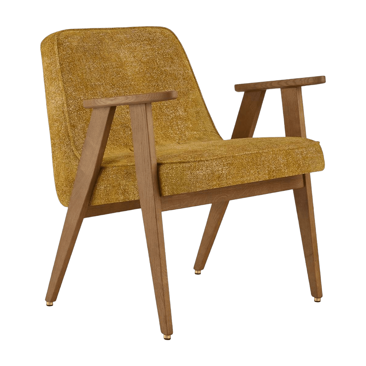 Fauteuil en tissu marbre moutarde et chêne foncé 66 x 64 cm Série 366 - 366 Concept - The Cool Republic