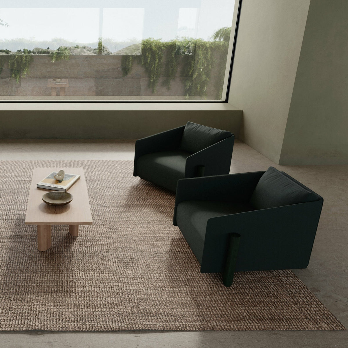 Fauteuil en tissu vert Timber - Kann Design - The Cool Republic