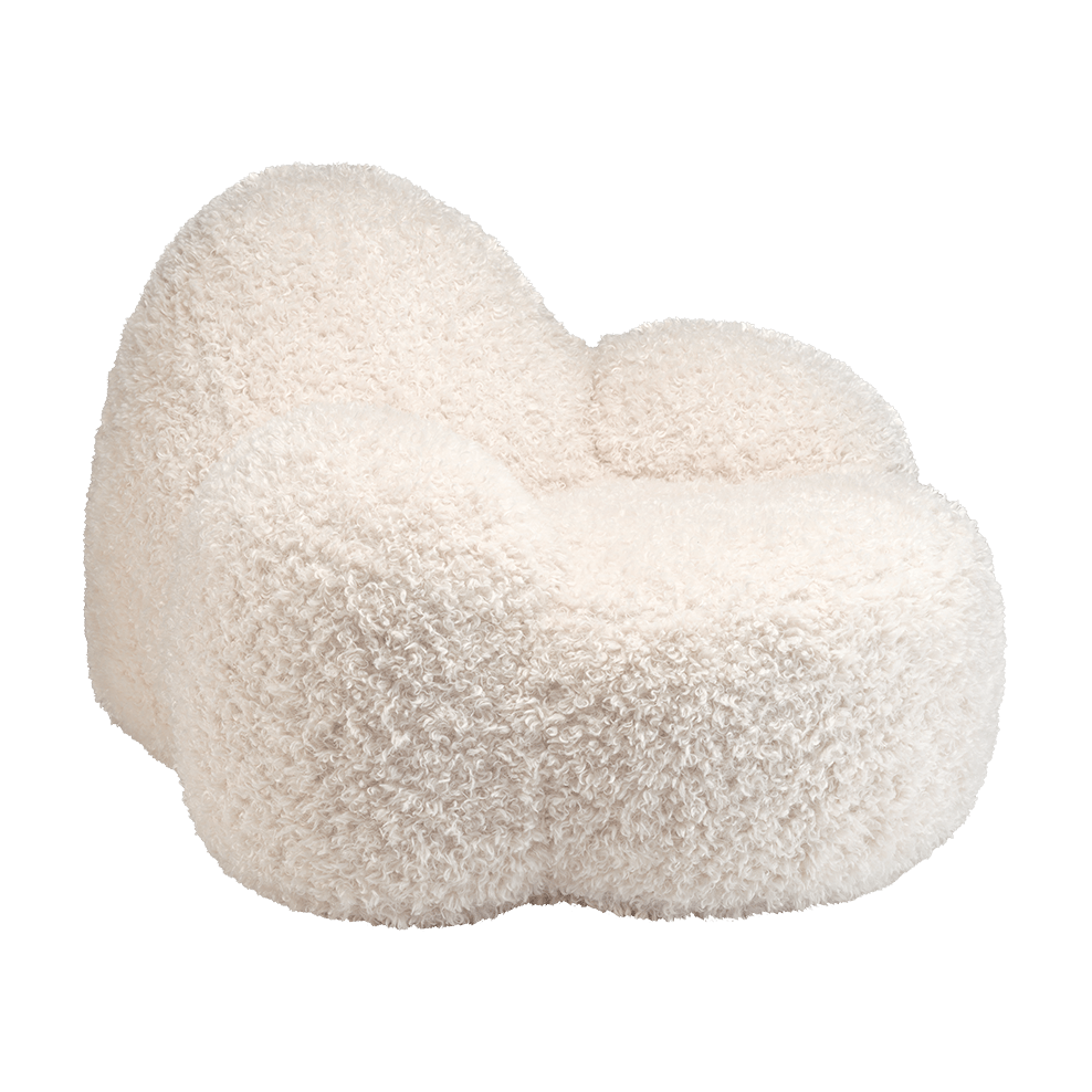 Fauteuil en tissu Yeti blanc cassé 90x100x60cm Momo - Wigiwama - The Cool Republic