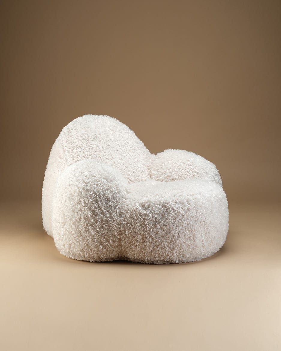 Fauteuil en tissu Yeti blanc cassé 90x100x60cm Momo - Wigiwama — vue 7