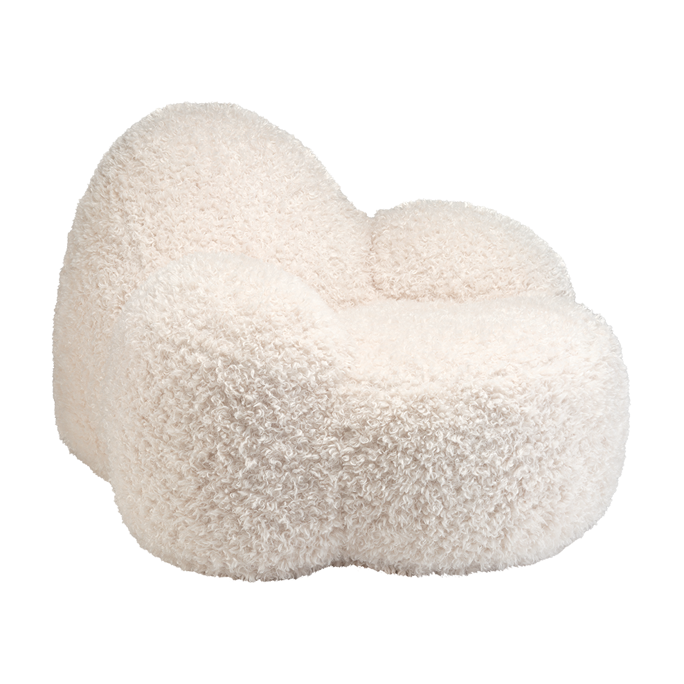 Fauteuil en tissu Yeti blanc cassé 90x100x60cm Momo - Wigiwama