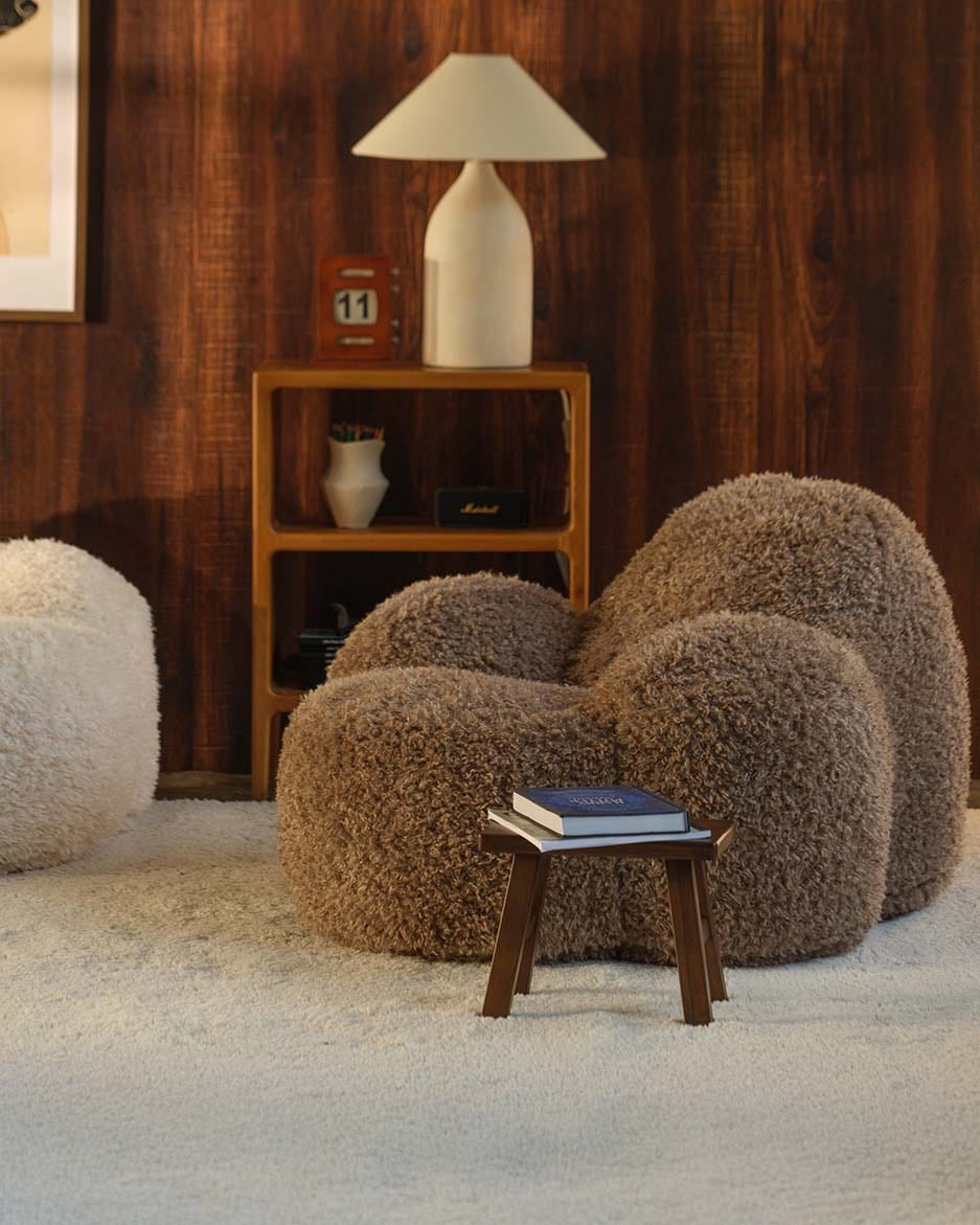 Fauteuil en tissu Yeti marron 90x100x60cm Momo - Wigiwama — vue 2