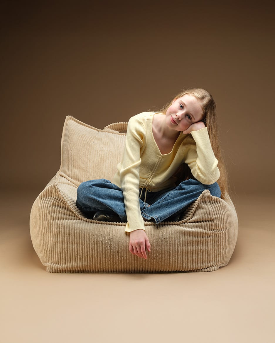 Fauteuil en velours côtelé beige 90x82x56cm Club - Wigiwama — vue 4