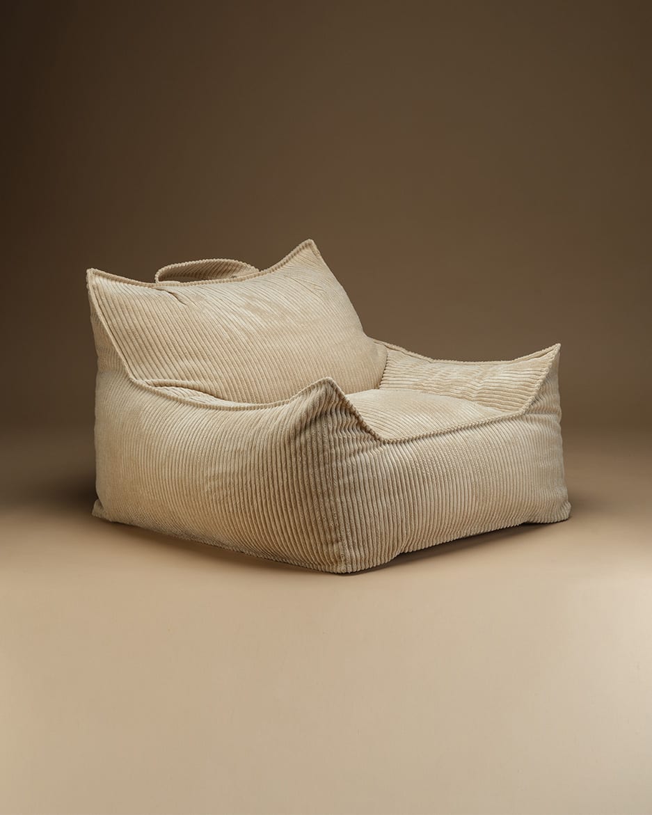 Fauteuil en velours côtelé beige 90x82x56cm Club - Wigiwama — vue 6