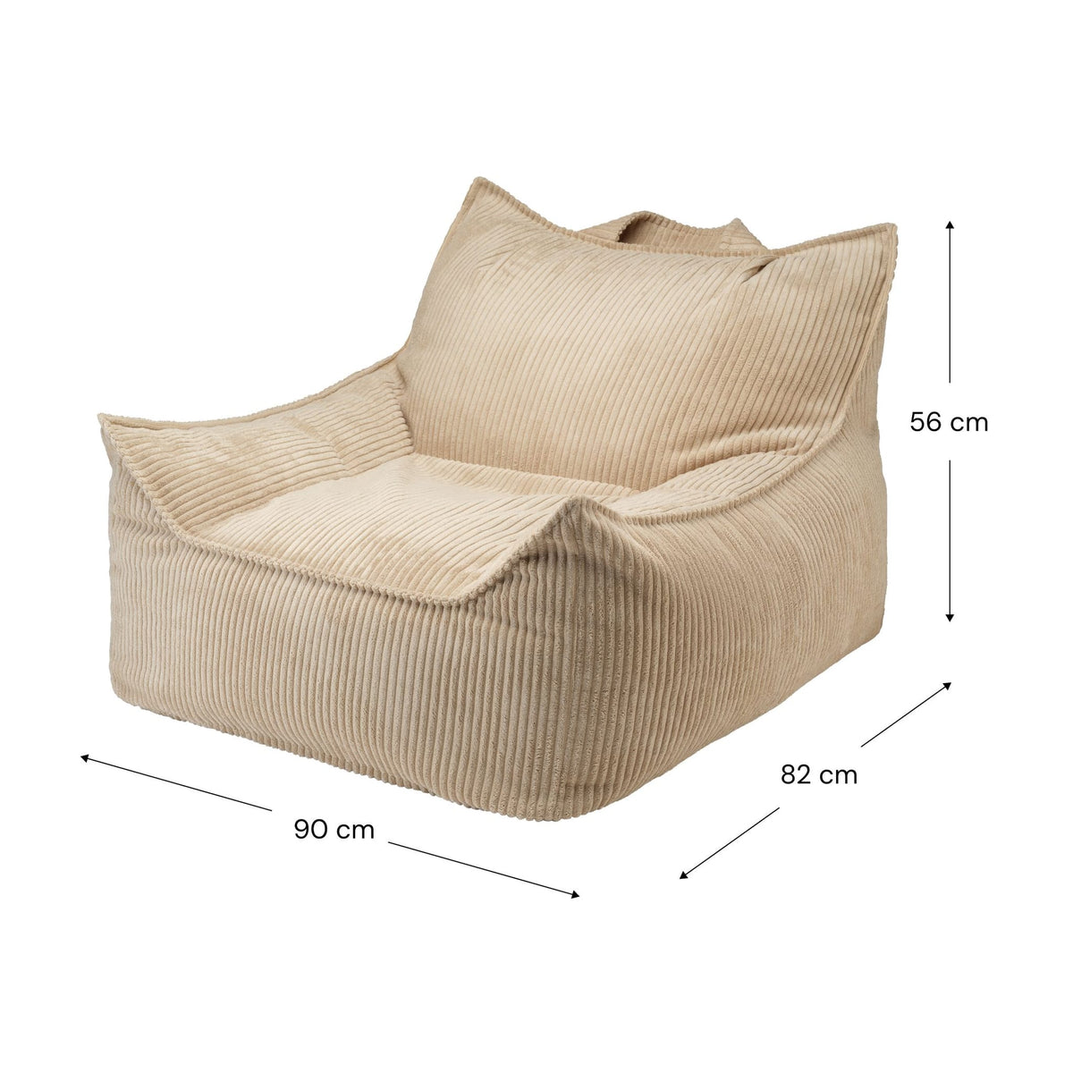 Fauteuil en velours côtelé beige 90x82x56cm Club - Wigiwama — vue 8