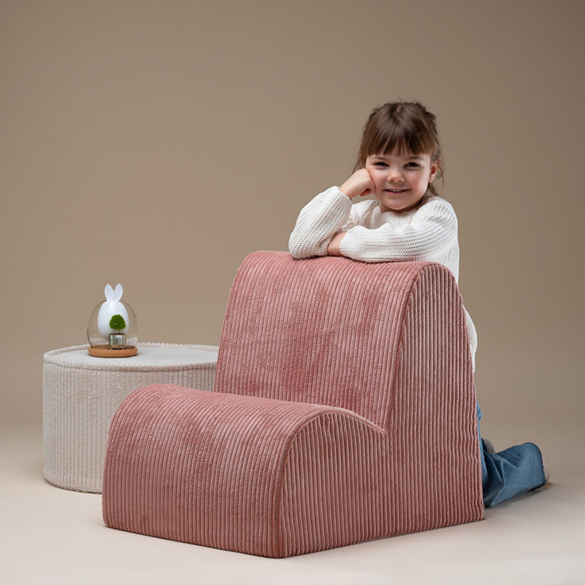 Fauteuil en velours côtelé rose 60x50cm Cloud chair - Wigiwama