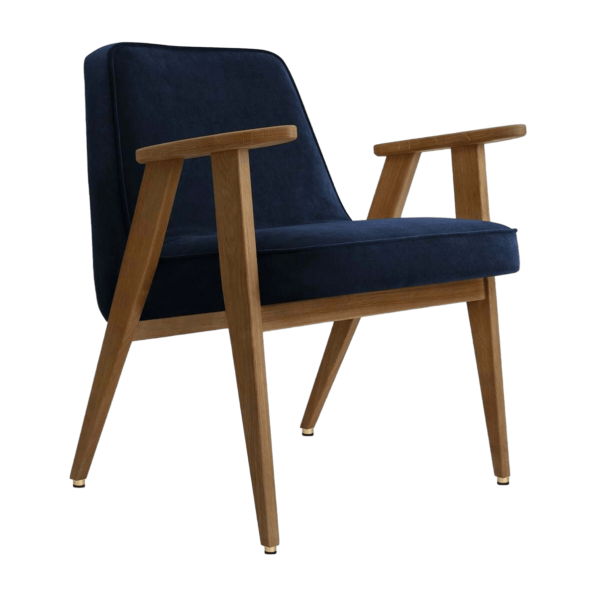 Fauteuil en velours indigo et chêne foncé 66 x 64 cm Série 366 - 366 Concept - The Cool Republic