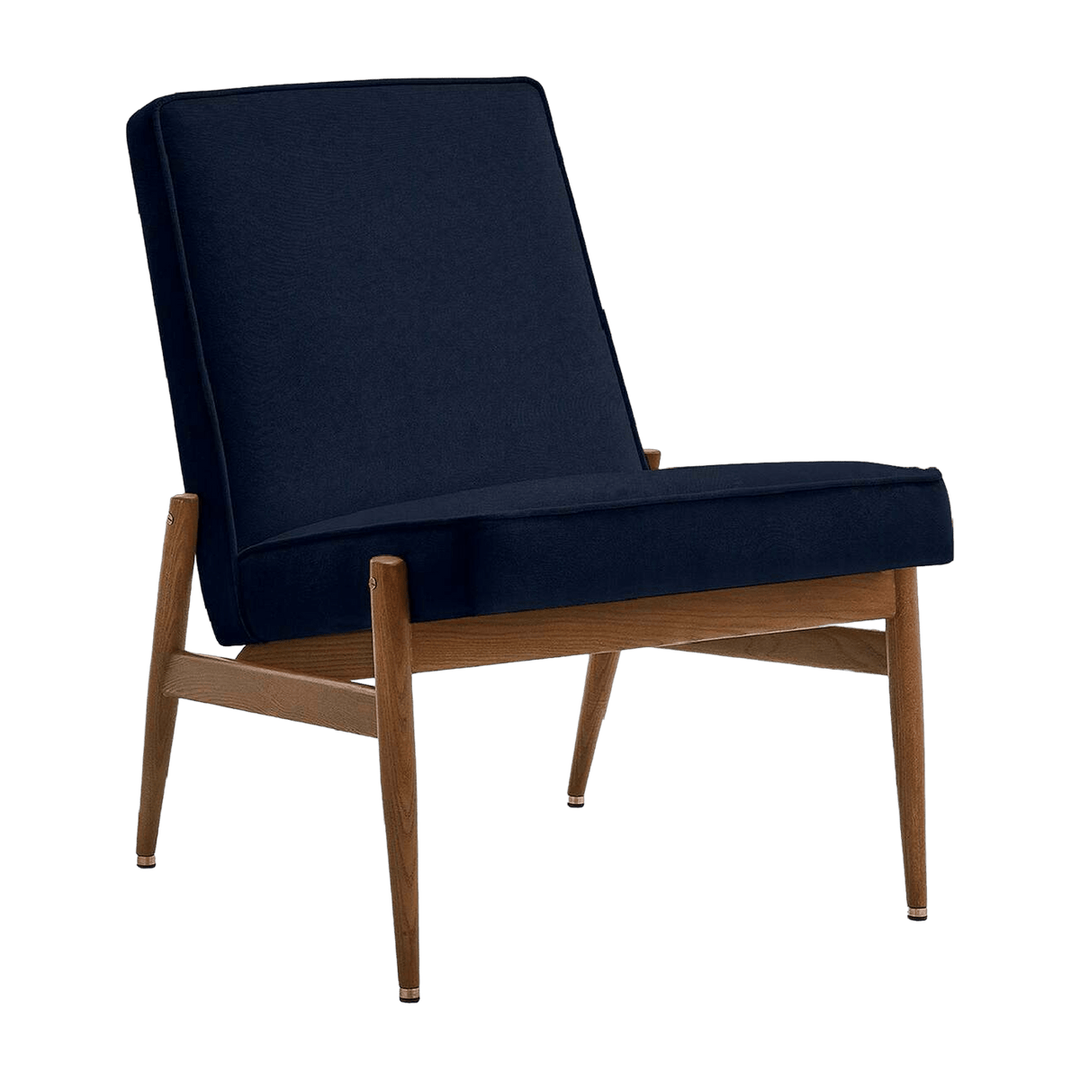 Fauteuil en velours indigo et frêne foncé 70 x 60 cm Fox - 366 Concept - The Cool Republic
