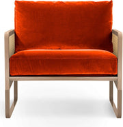 Fauteuil en velours orange et en chêne Cannage - RED Edition - The Cool Republic