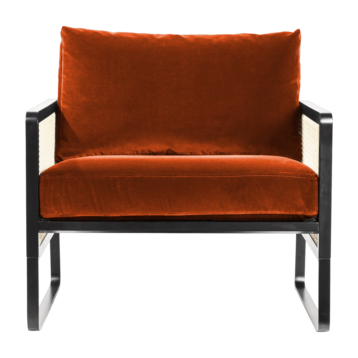 Fauteuil en velours rouge orangé Cannage - RED Edition - The Cool Republic