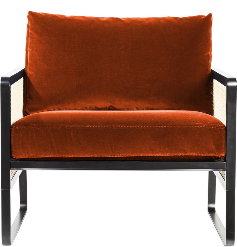 Fauteuil en velours rouge orangé Cannage - RED Edition - The Cool Republic