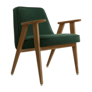 Fauteuil en velours vert bouteille et chêne foncé 66 x 64 cm Série 366 - 366 Concept - The Cool Republic