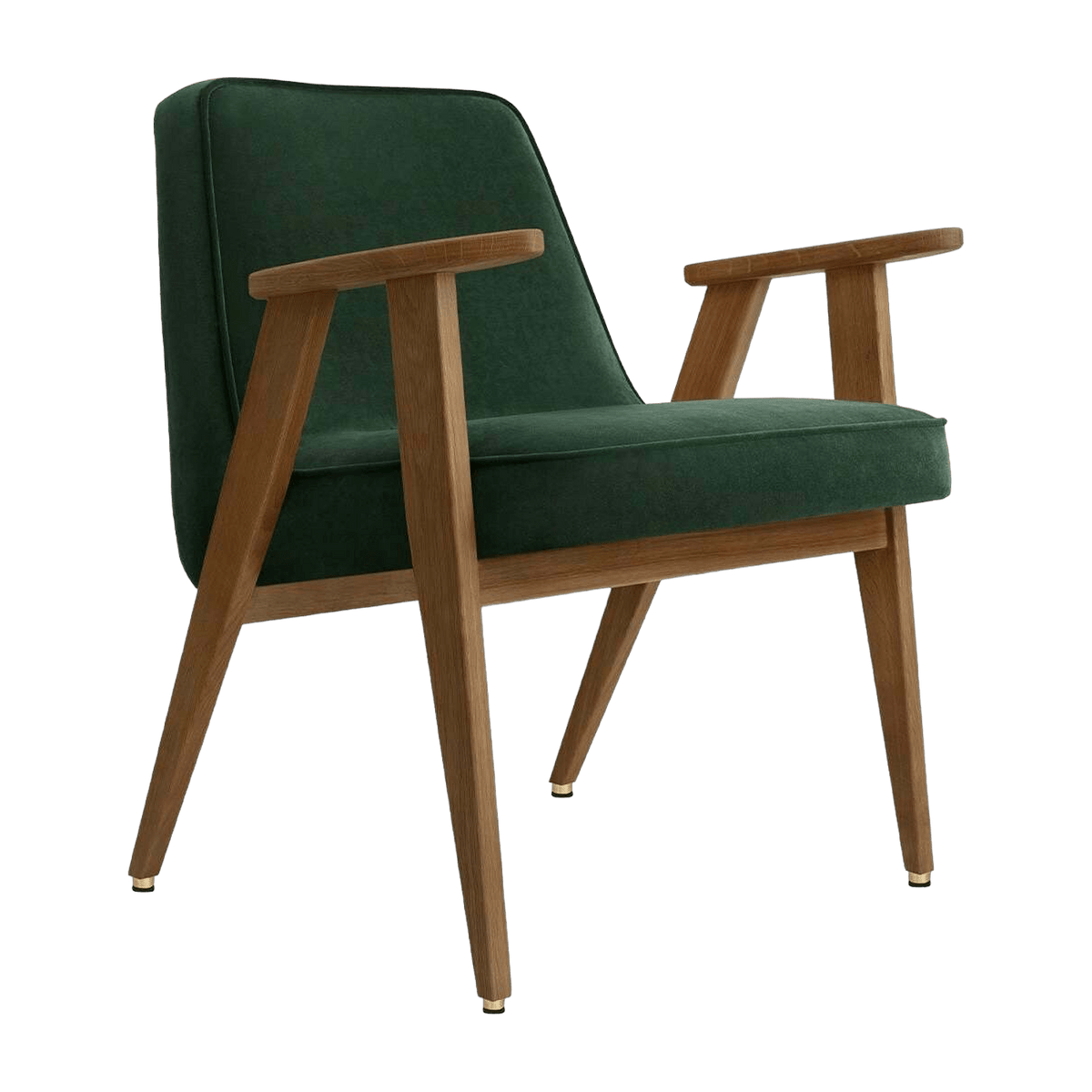 Fauteuil en velours vert bouteille et chêne foncé 66 x 64 cm Série 366 - 366 Concept - The Cool Republic