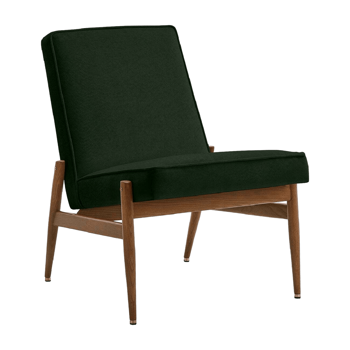 Fauteuil en velours vert bouteille et frêne foncé 70 x 60 cm Fox - 366 Concept - The Cool Republic