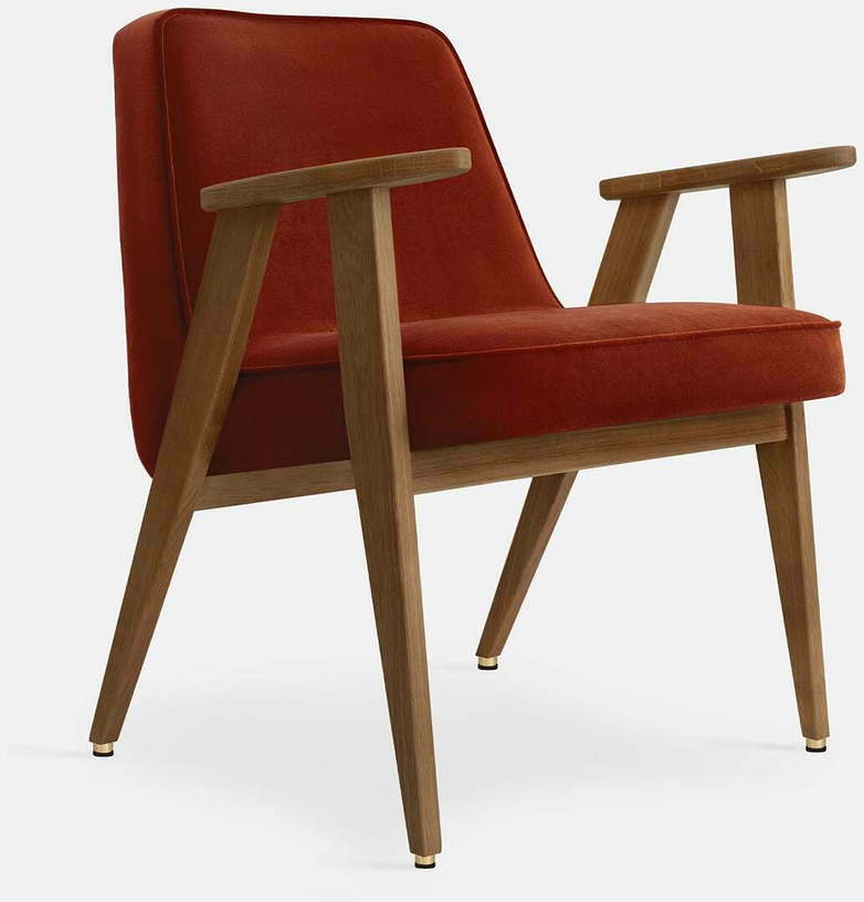 Fauteuil en velours vert menthe et chêne foncé 66 x 64 cm Série 366 - 366 Concept - The Cool Republic