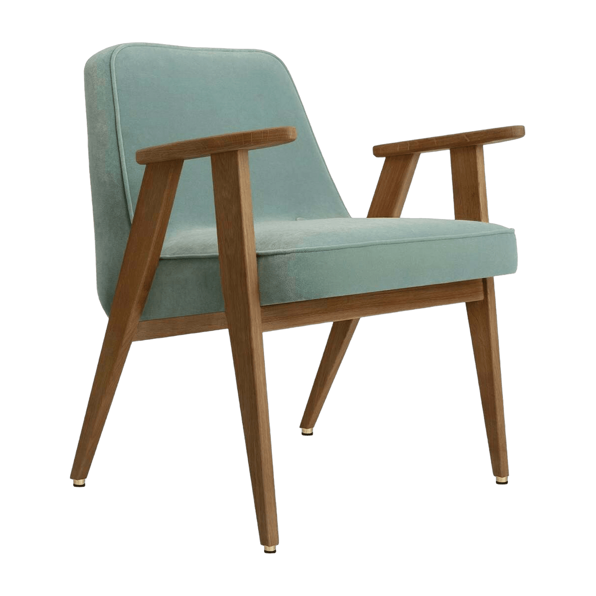 Fauteuil en velours vert menthe et chêne foncé 66 x 64 cm Série 366 - 366 Concept - The Cool Republic