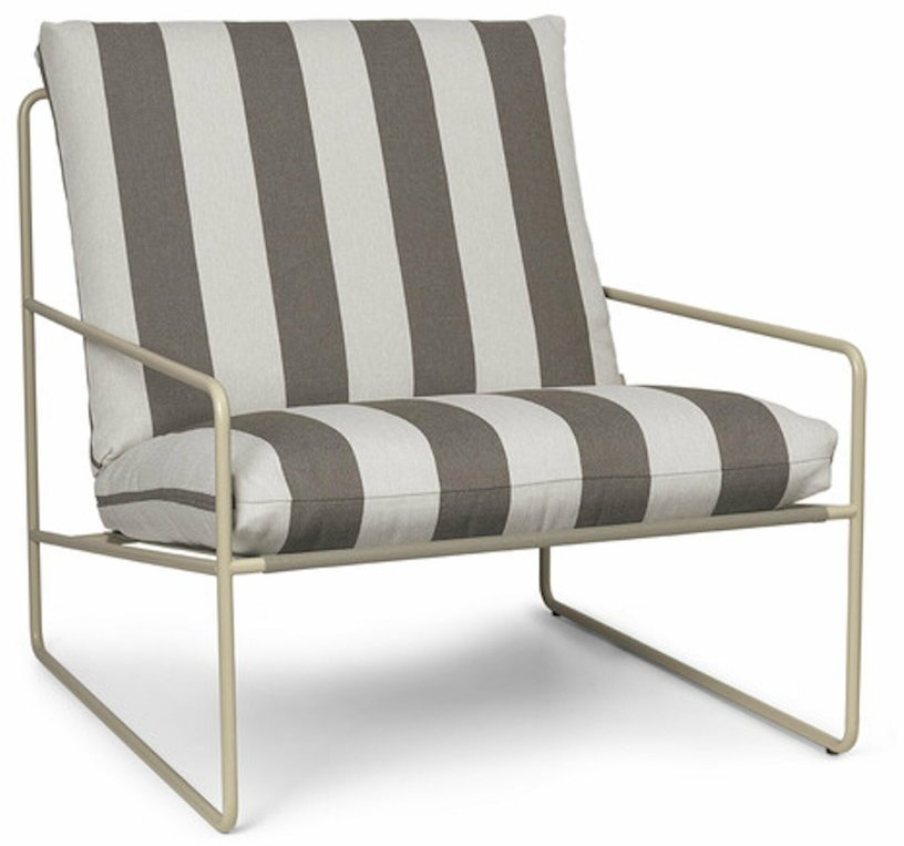 Fauteuil en vinyl rayé et acier beige 78 x 93 cm Desert Stripe - Ferm Living - The Cool Republic