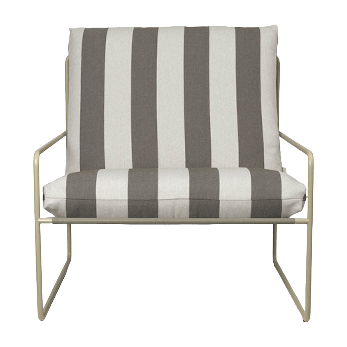 Fauteuil en vinyl rayé et acier beige 78 x 93 cm Desert Stripe - Ferm Living - The Cool Republic