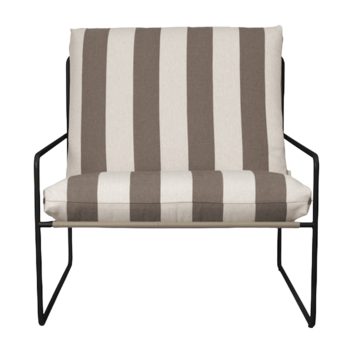 Fauteuil en vinyl rayé et acier noir 78 x 93 cm Desert Stripe Stripe - Ferm Living - The Cool Republic