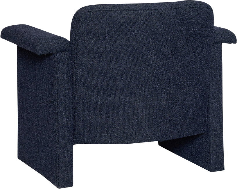 Fauteuil et repose pieds en tissu bouclette bleu foncé Softy - Hübsch - The Cool Republic