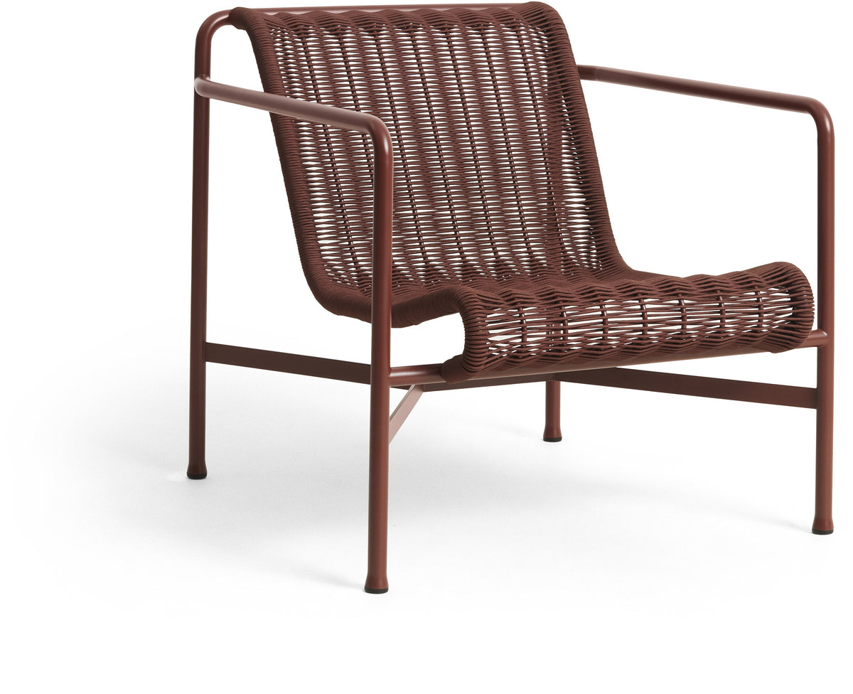 Sillón de exterior en cordones burdeos y acero 73x81x70cm Palissade - Hay