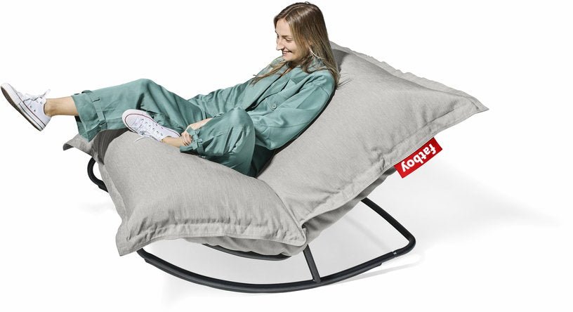 Fauteuil extérieur en métal avec coussin gris brume Rock 'n Roll Combi - Fatboy - The Cool Republic