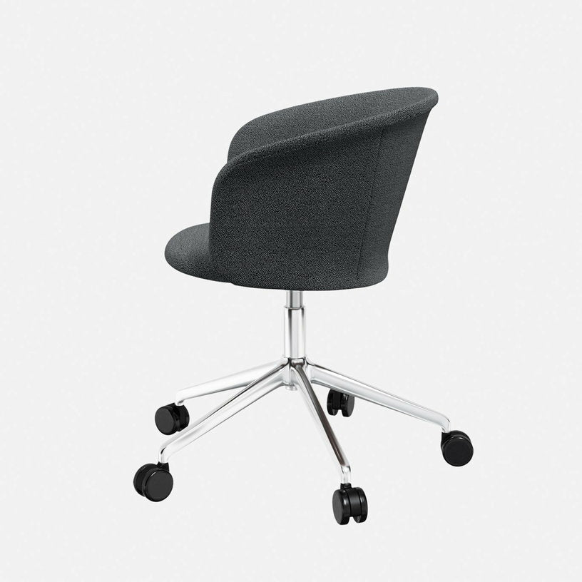 Fauteuil Graphite et piètement argenté à roulettes Kendo - Hem - The Cool Republic