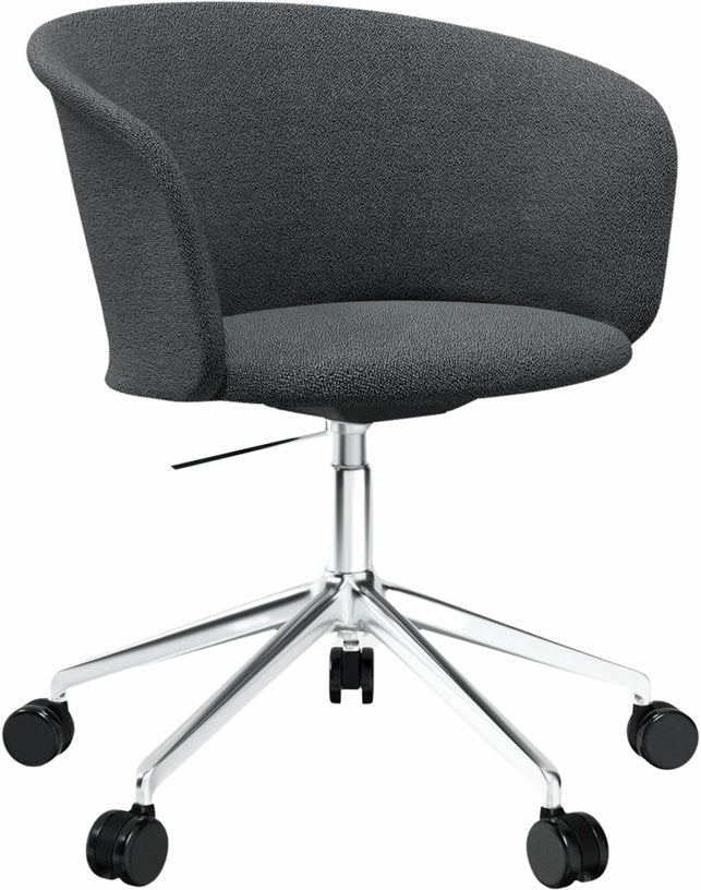 Fauteuil Graphite et piètement argenté à roulettes Kendo - Hem - The Cool Republic